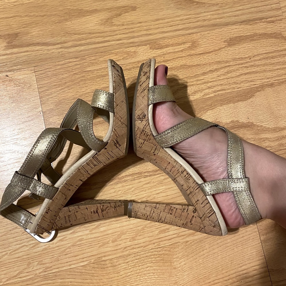 Gold heel sandals